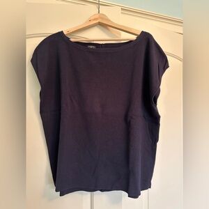 Classic Talbots Navy Blue Capped Sleeve Sweater